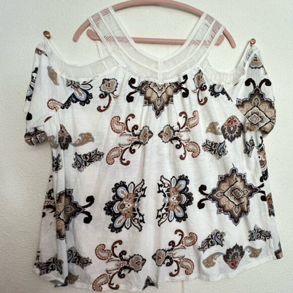 Est. 1946 Womens Cold-shoulder Paisley Top (CATO), Plus size 26/28W - Picture 2 of 5
